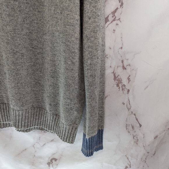 Carbon 2 Cobalt Sweater Mens Large Gray Blue Quarter Zip Merino Wool Blend - Picture 4 of 10